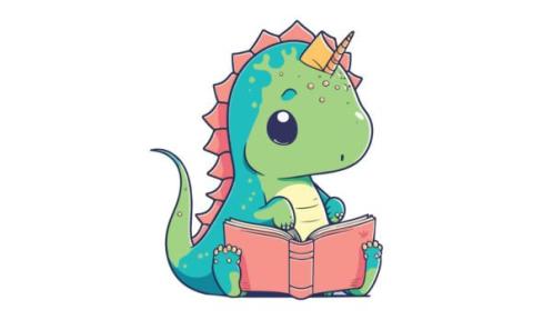 Cute Dinosaur Reading Book