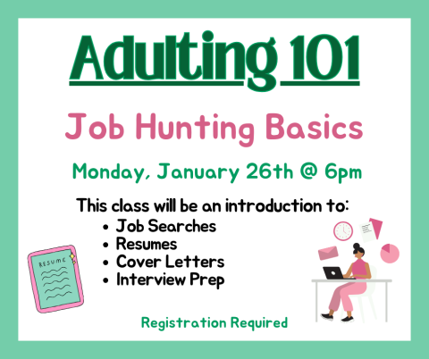 Image of Adulting 101 Job Hunting Basics Flyer