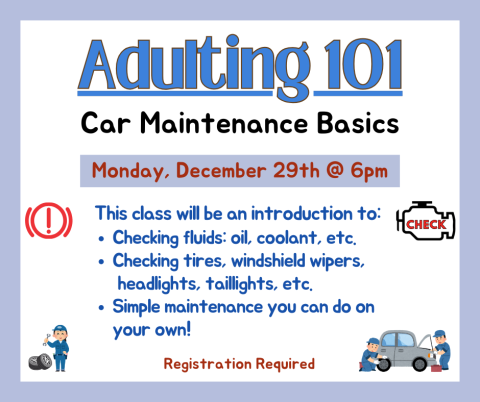 Image of Adulting 101 Car Maintenance Basics Flyer